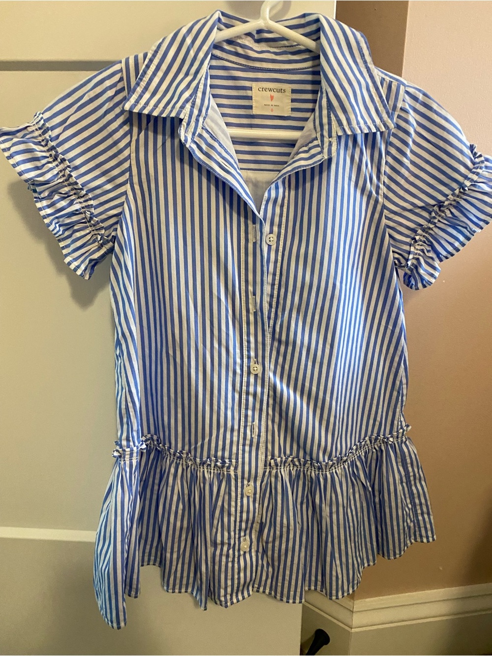 Crewcuts Girls' Blue & White Striped Button-Front Top size 6